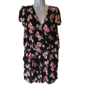 Forever 21 Black Floral Jumpsuit